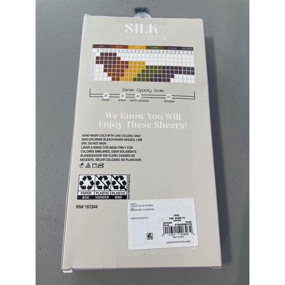 Silk Impressions Pantyhose Size XXXL Ultra Fine Sheer Cocoa 15 Denier 2 Pair NEW - Picture 3 of 6